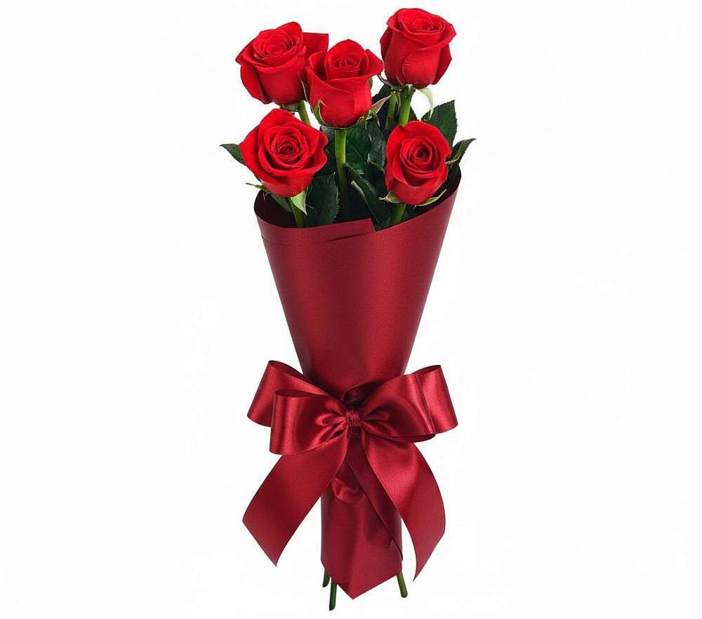 Букет 5 Красных роз Эдлесс Лав в Ожогино