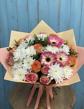 Букет цветов из:  Розы, Герберы и Хризантемы в Ожогино