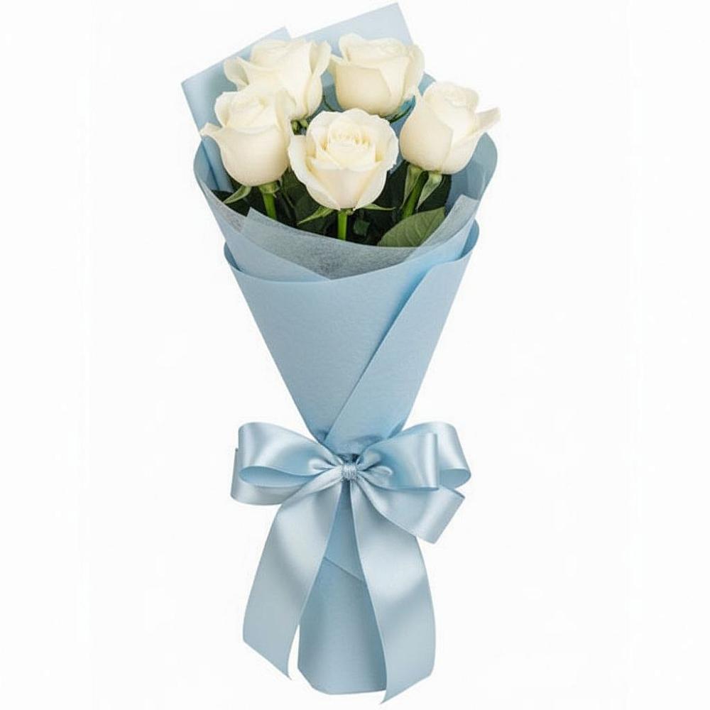 Букет 5 Белых роз Проуд в Ожогино