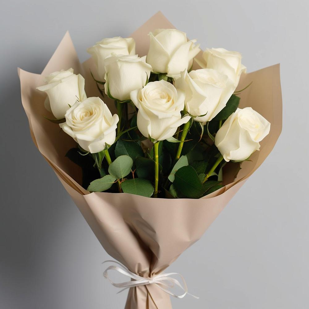 Букет 9 Белых роз Эдлесс Лав в Ожогино