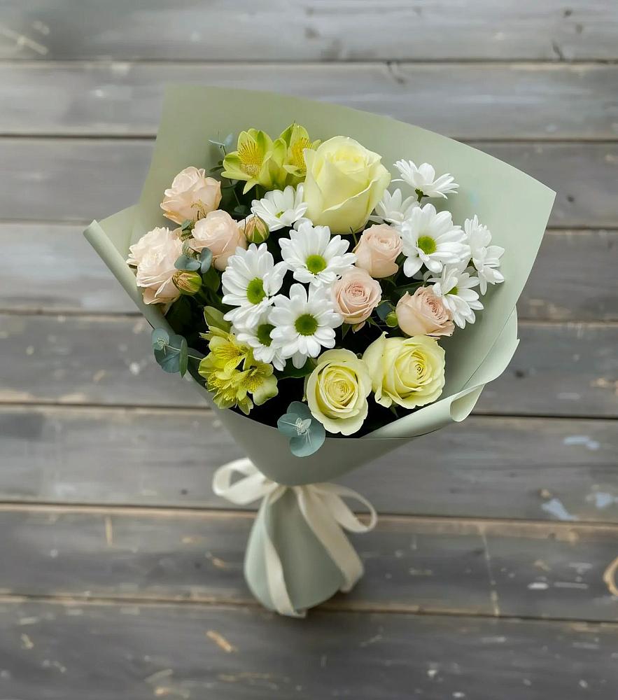 Букет цветов из: Альстромерии, Розы и Хризантемы в Ожогино