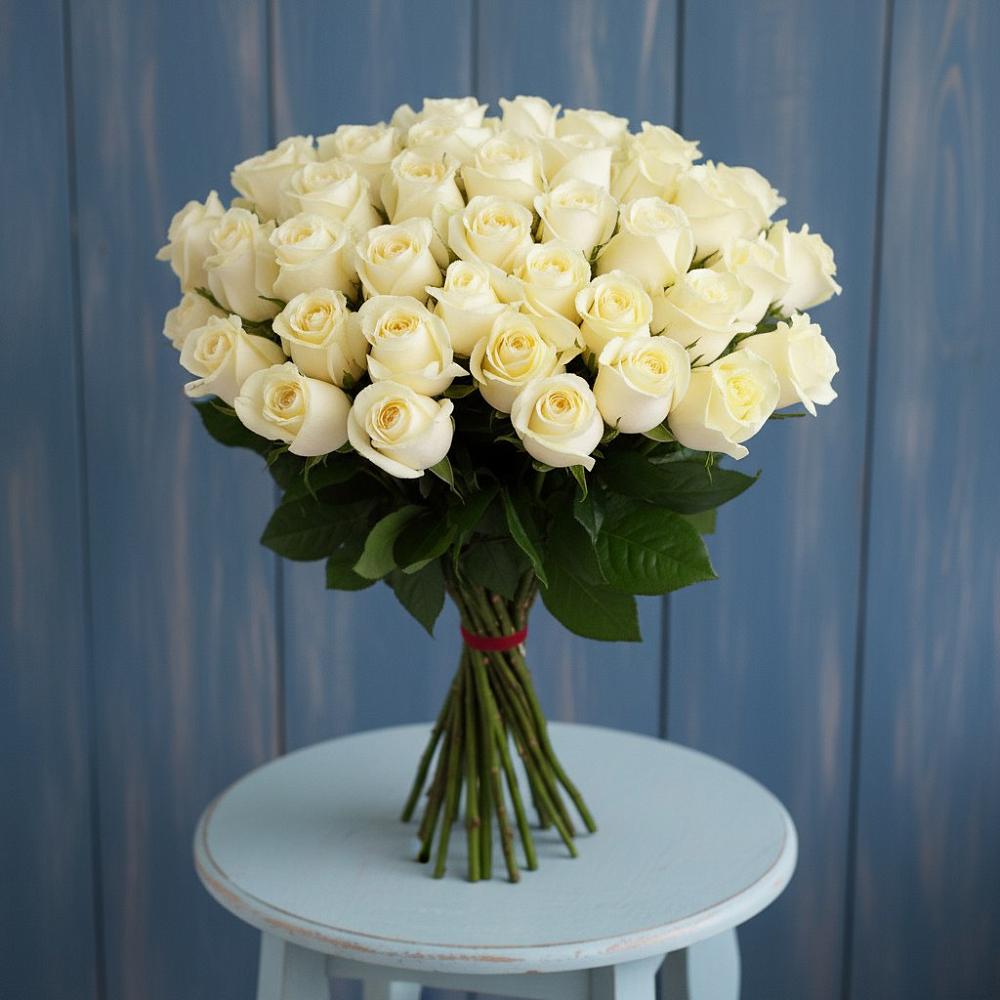 Букет 51 Белая роза Эдлесс Лав в Ожогино