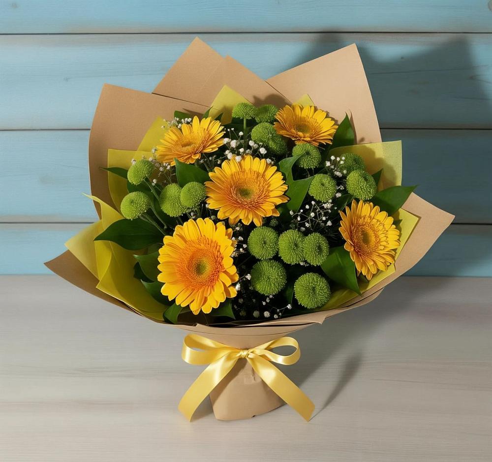 Букет цветов из: Герберы и Хризантемы в Ожогино