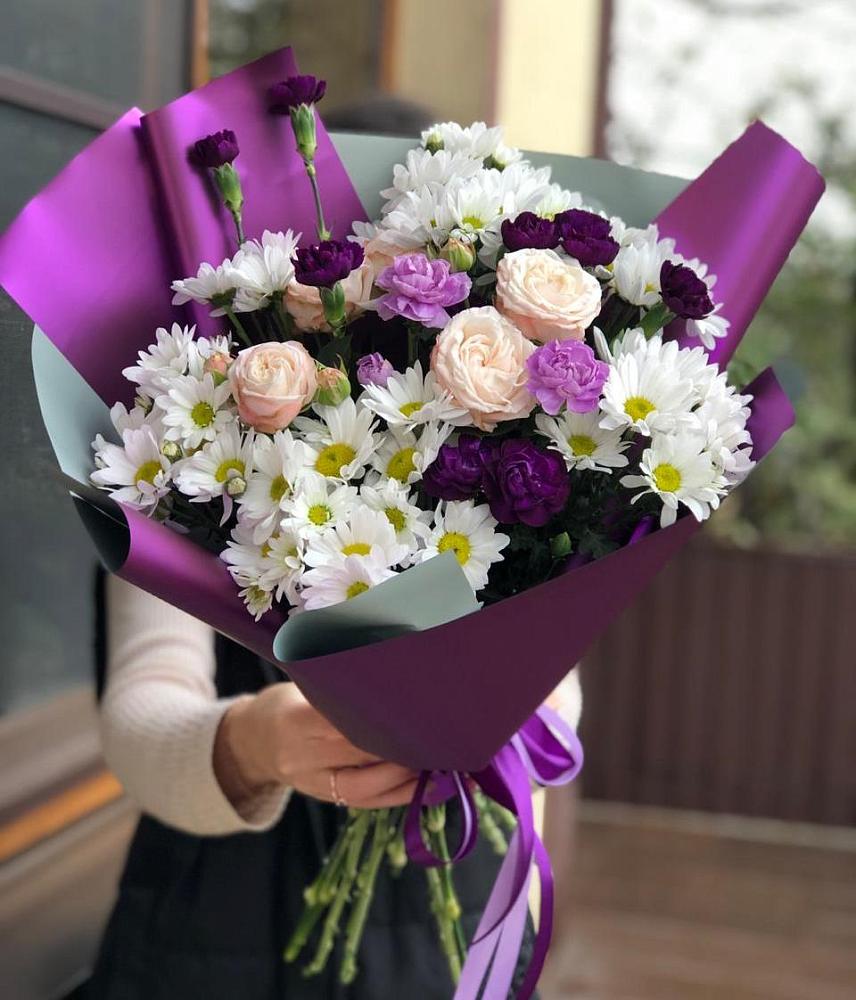 Букет цветов из: Хризантемы, Гвоздики и Розы в Ожогино