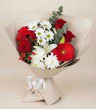 Букет цветов из:  Розы, Хризантемы, Герберы и Лилии в Ожогино
