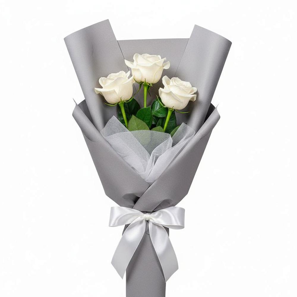 Букет 3 белые розы в Ожогино