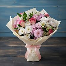 Букет цветов из:  Хризантемы, Альстромерии и Розы #REPLACE_PRED# Ожогино