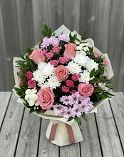 Букет цветов из:  Альстромерии, Гвоздики, Розы и Хризантемы в Ожогино