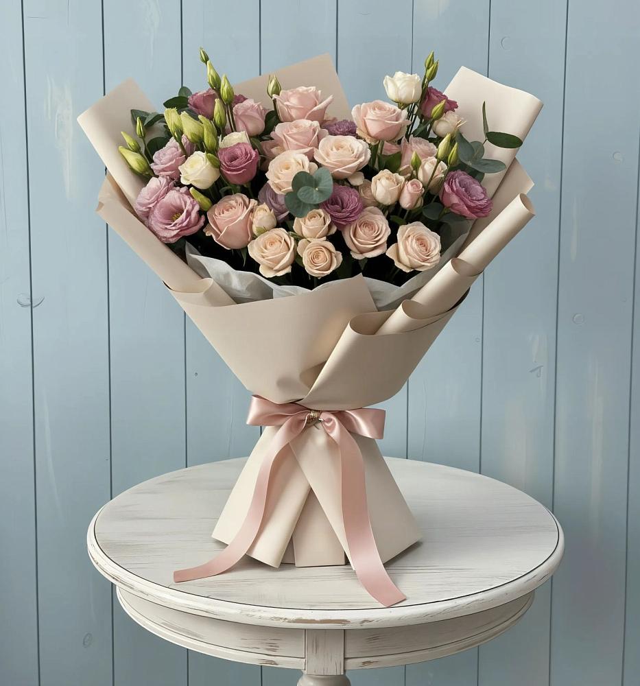 Букет цветов из: Розы и Лизиантусы в Ожогино