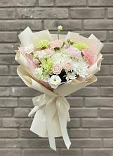 Букет цветов из:  Гвоздики, Розы, Лизиантусы и Хризантемы в Ожогино