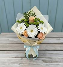 Букет цветов из:  Герберы, Розы и Хризантемы в Ожогино