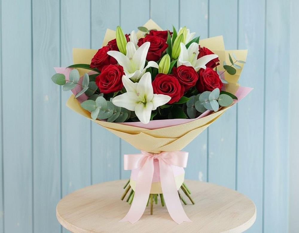 Букет цветов из: Лилии и Розы в Ожогино